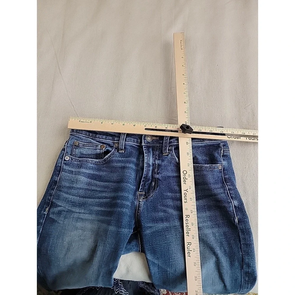 American Eagle Slim Straight Jeans Mens 28x32 Blue Stretch Whiskered Denim